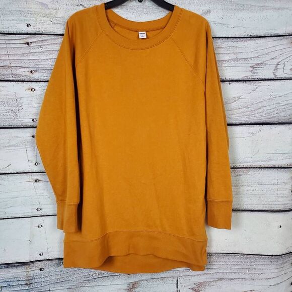 Old Navy Mustard Yellow Pullover Sweatshirt Women’s Size M Long Sleeve Casual To - Picture 1 of 5